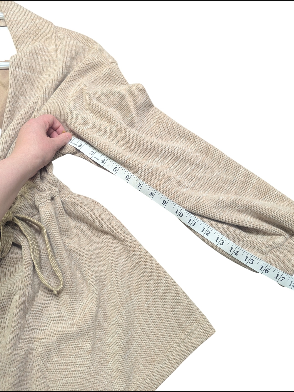 7 For All Mankind Beige Tie Waist Cardigan XS Soft Knit Cozy Chic - Picture 12 of 12